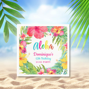 Aloha Tropical Hibiscus Luau Party Birthday Paper Napkin