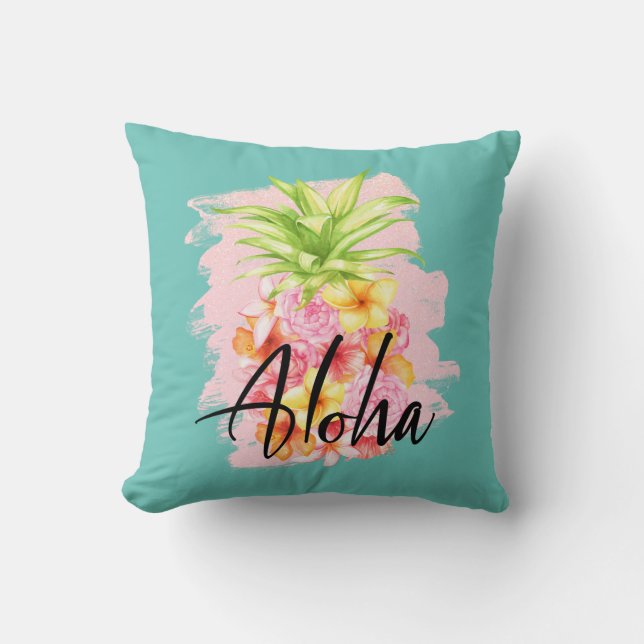 Aloha Tropical Home Decor Throw Pillow (Front)