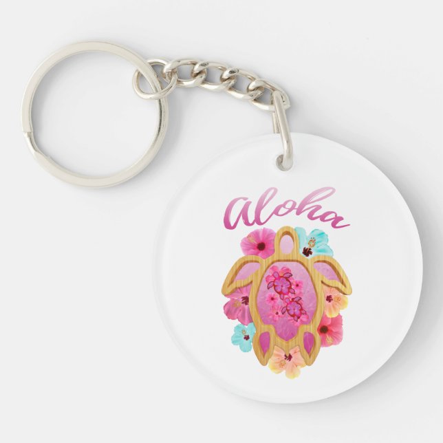 Aloha Tropical Honu Sea Turtle Keychain (Front)