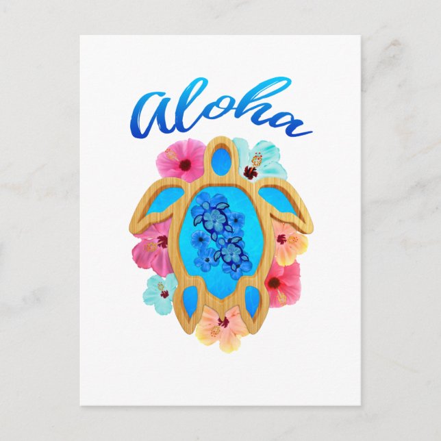Aloha Tropical Honu Sea Turtle Postcard (Front)