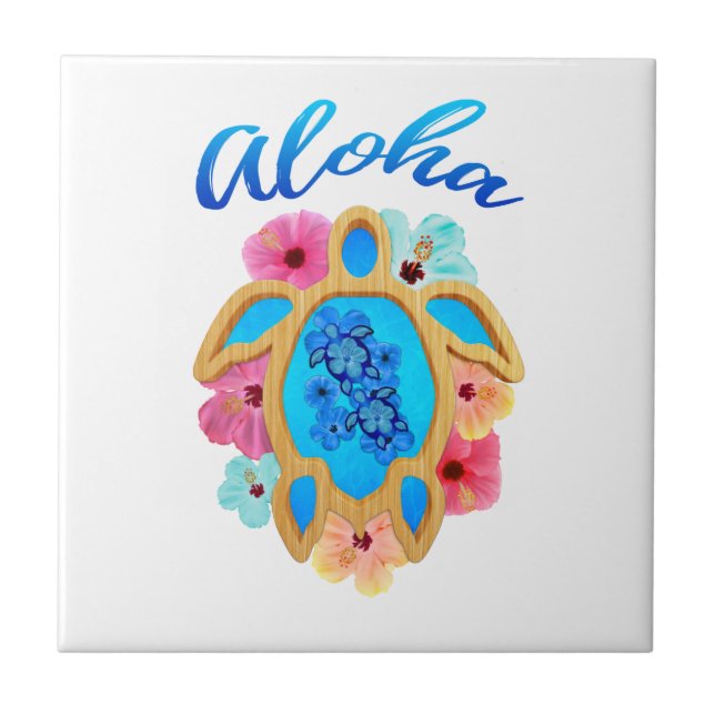 Aloha Tropical Honu Sea Turtle Tile (Front)