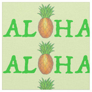 ALOHA Tropical Island Hawaiian Pineapple Green Fabric