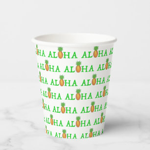 ALOHA Tropical Island Hawaiian Pineapple Hawaii Paper Cups