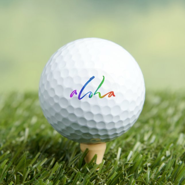Aloha Tropical Lettering Hawaii Hawai'i Colourful Golf Balls (Insitu Tee)