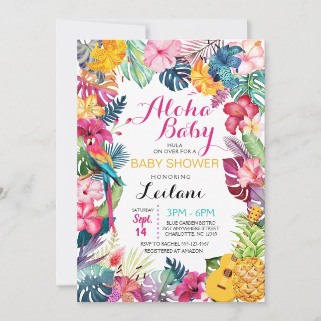 Aloha Tropical Luau Baby Shower Invitation (Front)