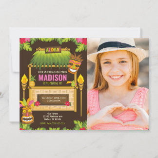 Aloha Tropical Luau Birthday Invitation Floral