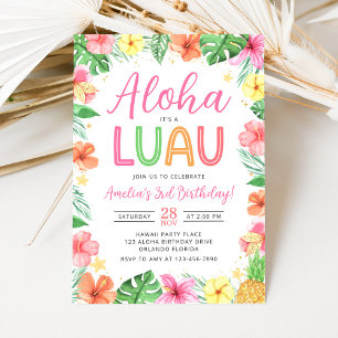 Aloha Tropical Luau Birthday Party Invitation