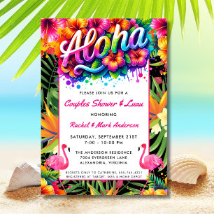 Aloha Tropical Luau Couples Bridal Shower Invitation