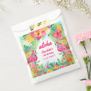 Aloha Tropical Luau Flamingo Birthday Party Favour Bag