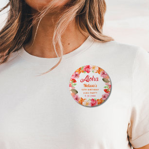 Aloha Tropical Luau Party Birthday  1 Inch Round Button