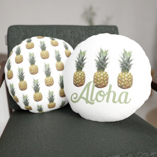 Aloha Tropical Motif Ananas Coussin rond