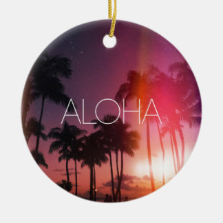 Aloha Tropical Night Ceramic Ornament
