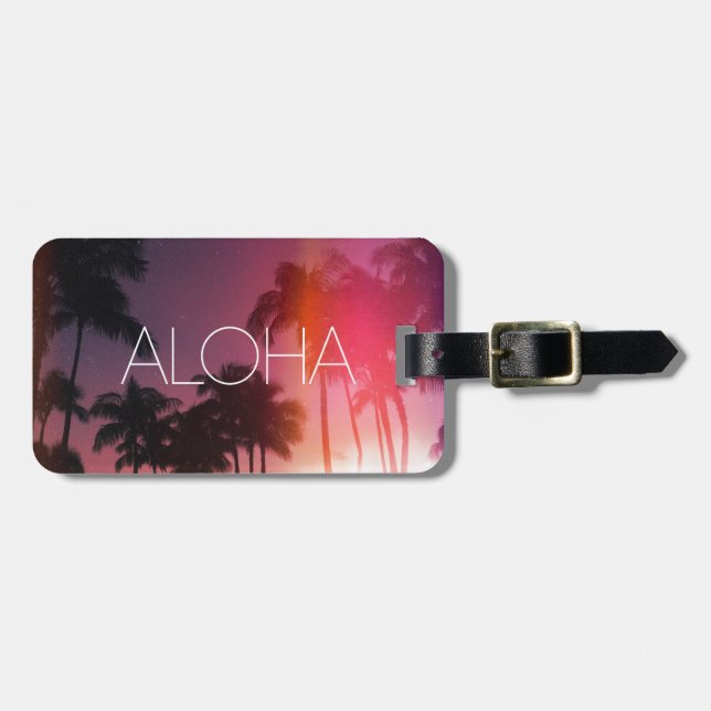 Aloha Tropical Night Luggage Tag (Front Horizontal)