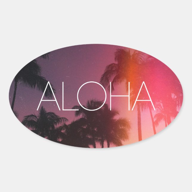 Aloha Tropical Night Oval Sticker (Front)