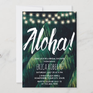 Aloha Tropical Palm Leaves Beach Bridal Shower Invitation