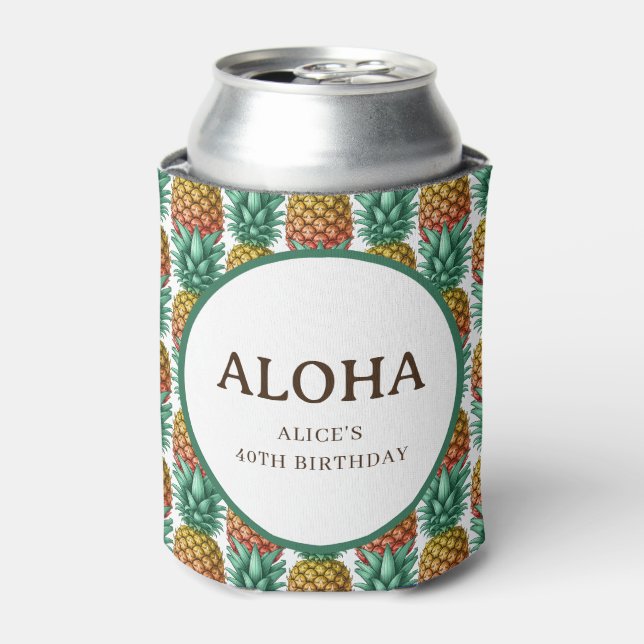 Aloha Tropical party with pineapple Can Cooler (Can Front)
