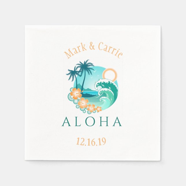 Aloha Tropical Personalized Napkin (Front)