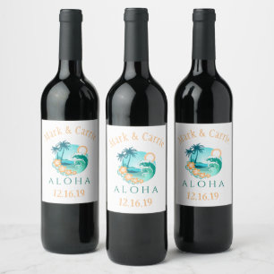 Aloha Tropical Personalized Wine Label