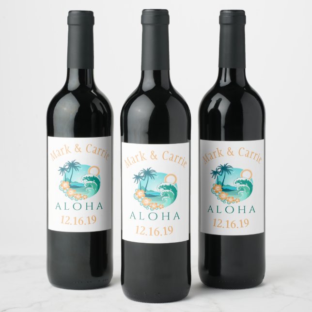 Aloha Tropical Personalized Wine Label (Bottles)