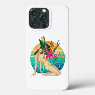 Aloha Tropical Pin-up girl retro sunset art iPhone 13 Pro Case