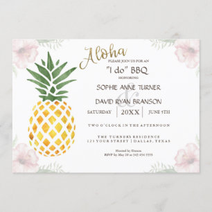 Aloha Tropical Pineapple Beach I DO BBQ Invitation