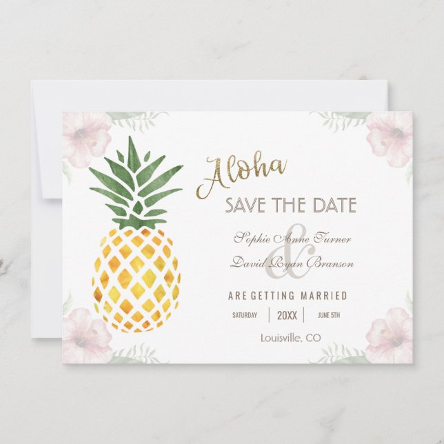 Aloha Tropical Pineapple Beach SAVE THE DATE (Front)