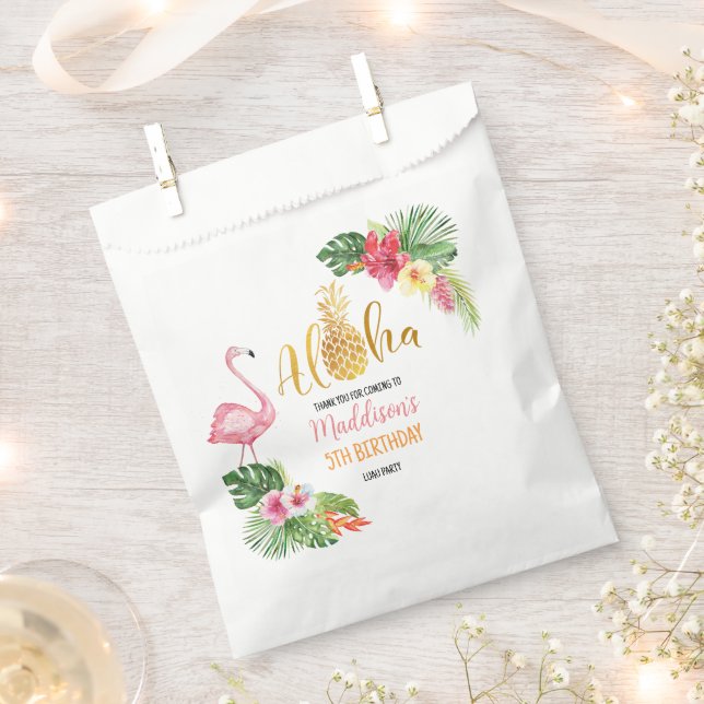 Aloha! Tropical Pineapple Birthday LUAU Party  Favour Bag (Clipped)