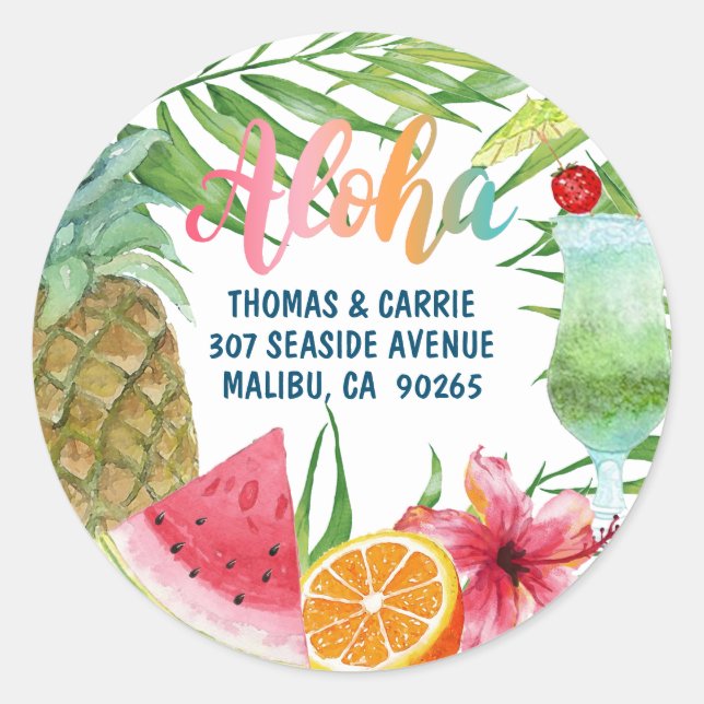 Aloha Tropical Pineapple Return Address Label Seal (Front)