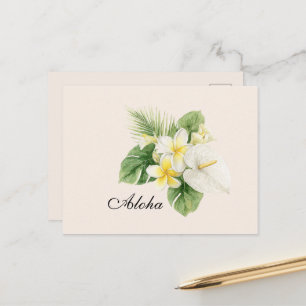 Aloha Tropical Plumeria Flowers Postcard