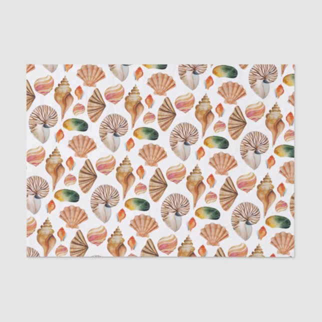 Aloha! Tropical Sea Shells Pattern Tissue Paper (Front)