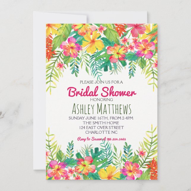 Aloha Tropical Watercolor Shower invitation (Front)