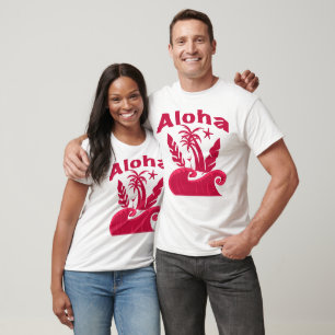 Aloha Tropical Wave Beach Illustration T-Shirt