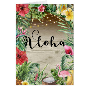 Aloha Tropical Wood Floral Leaves & Lights