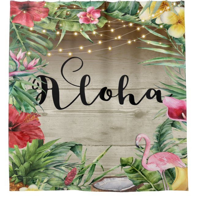 Aloha Tropical Wood Floral Leaves & Lights Chic (Front)