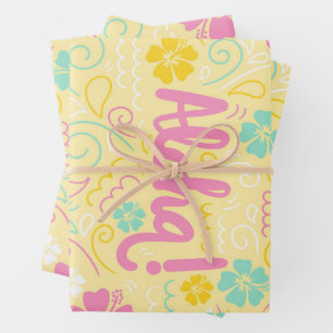 Aloha Tropical Wrapping Paper – Summer Party Vibes