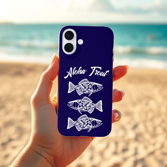 Aloha Trout-Blue Hawaiian Case-Mate iPhone Case (Aloha Trout Fisherman Trend Hawaiian Fish Beach Summer phone case dark blue)