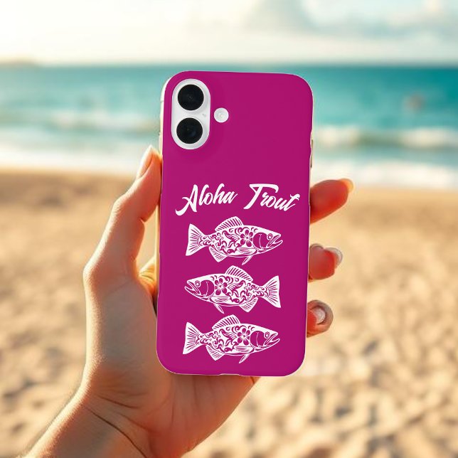 Aloha Trout-Blue Hawaiian Case-Mate iPhone Case (Aloha Trout Fisherman Trend Hawaiian Fish Beach Summer phone case pink)