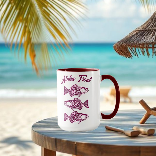 Aloha Trout-Hawaiian Wine Mug (Aloha Trout Fisherman Trend Hawaiian Fish Beach Summer Mug Red)