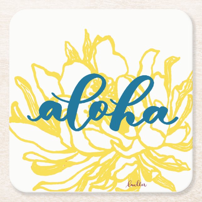 Aloha Turquoise Cereus Flowers Coasters (Front)