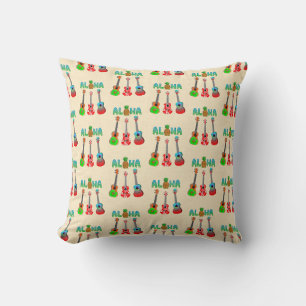 Aloha Ukuleles Island Music Throw Pillow