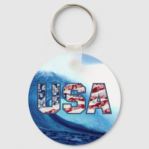 Aloha USA Tropical Wave Patriotic Key Chains