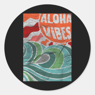 Aloha Vibes Hawaii Sunset Waves  Classic Round Sticker