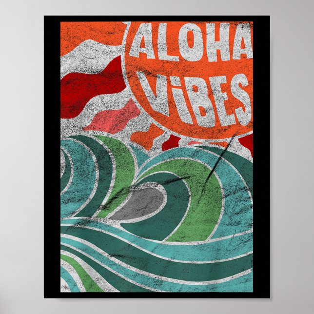 Aloha Vibes Hawaii Sunset Waves  Poster (Front)