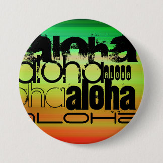 Aloha; Vibrant Green, Orange, & Yellow 3 Inch Round Button