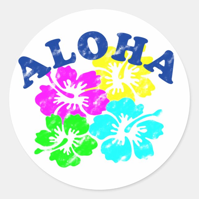 Aloha Vintage Classic Round Sticker Hawaiian (Front)