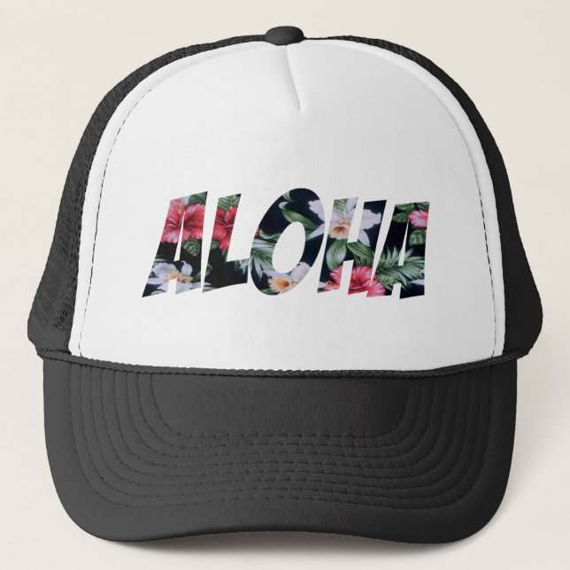 Aloha Vintage Hawaiian Print.png Trucker Hat (Front)