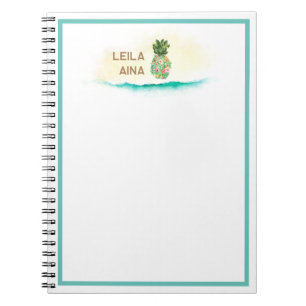 Aloha Watercolor Pineapple Island Notebook