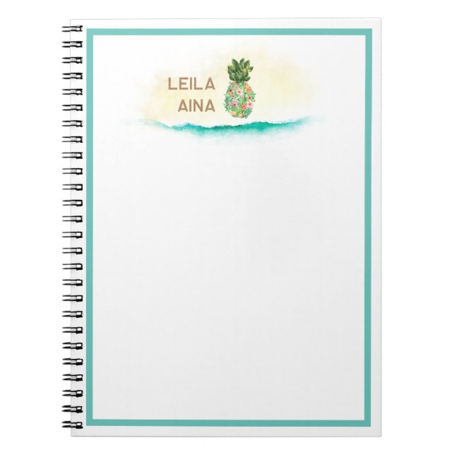 Aloha Watercolor Pineapple Island Notebook (Front)