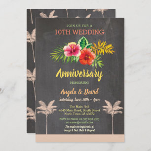 Aloha Wedding Anniversary Tropical Chalk Invite