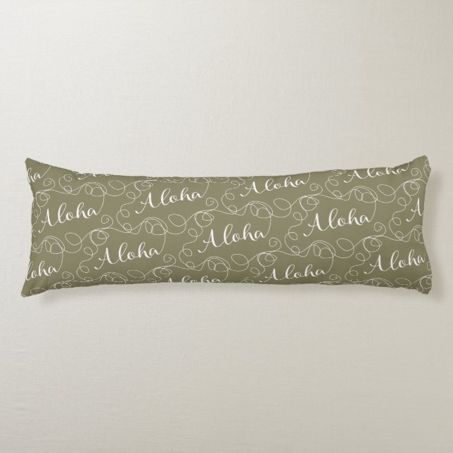 ALOHA white seamless pattern with LINES Body Pillow (Front)